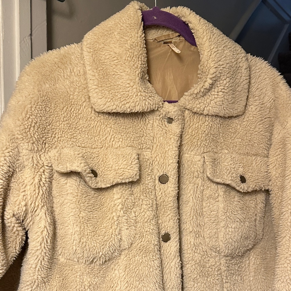 Free People Beige Teddy Jacket